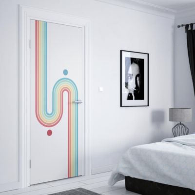 Sticker Porte Modern Rétro Rainbow 204 x 63 cm