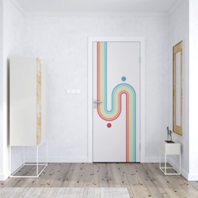 Sticker Porte Modern Rétro Rainbow 204 x 63 cm
