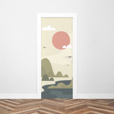 Sticker Porte Paysage Asie Minimaliste 204 x 83 cm