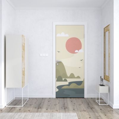 Sticker Porte Paysage Asie Minimaliste 204 x 83 cm