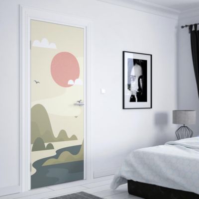 Sticker Porte Paysage Asie Minimaliste 204 x 83 cm
