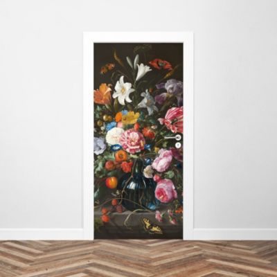 Sticker Porte Peinture A Huile Fleurs 204 x 93 cm
