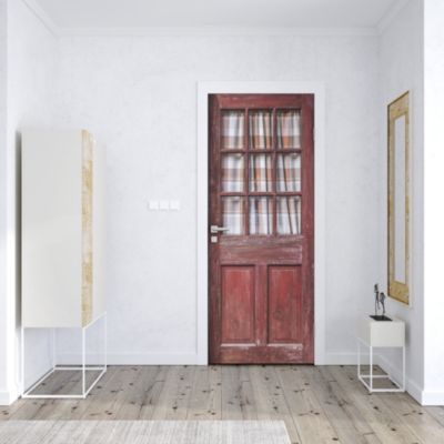 Sticker Porte Vitrée Bois Vintage Rouge 204 x 73 cm