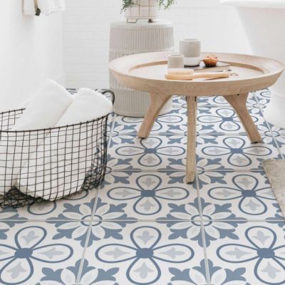 Sticker sol malaga bleu 30x30 cm - paquet de 8 autocollants