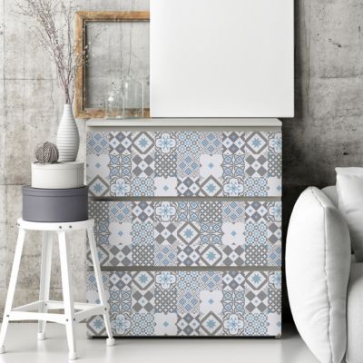 Stickers adhésif décoration Meuble - 60 STICKERS CARREAUX DE CIMENT MEUBLE AUTHENTIQUES LEONITA - 60stickers20x20cm