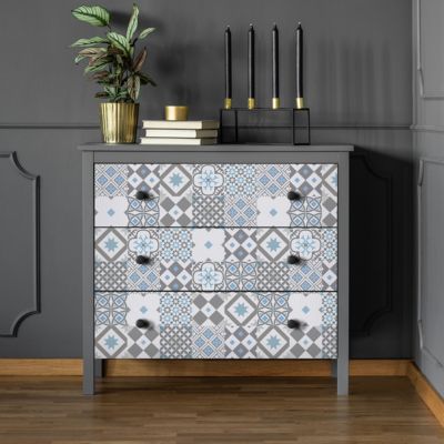 Stickers adhésif décoration Meuble - 60 STICKERS CARREAUX DE CIMENT MEUBLE AUTHENTIQUES LEONITA - 60stickers20x20cm