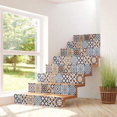 Stickers adhésifs escalier carrelages contremarche - IVANIA - 2 bandes de 15x105cm
