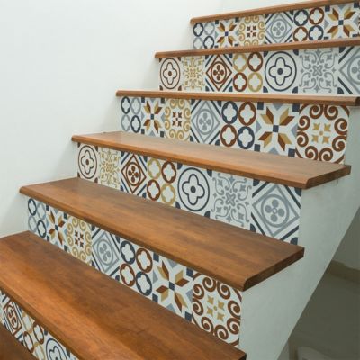 Stickers adhésifs escalier carrelages contremarche - IVANIA - 2 bandes de 15x105cm