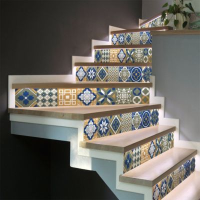 Stickers adhésifs escalier carrelages contremarche - JEROMENO - 2 bandes de 15x105cm