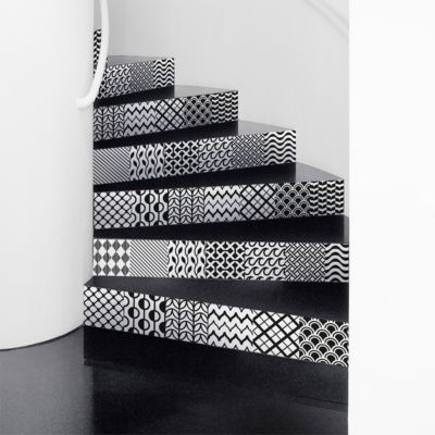 Stickers adhésifs escalier carrelages contremarche - THOR - 2 bandes de 15x105cm