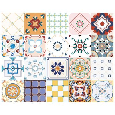 Stickers carrelage carreaux de ciment 20x20cm - kit de 60