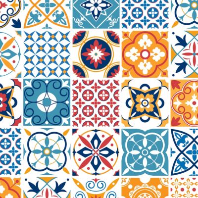 Stickers carrelage carreaux de ciment colorés 15x15cm - Kit de 12