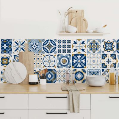 Stickers carrelage carreaux de ciment santorin 20x20cm - Kit de 12