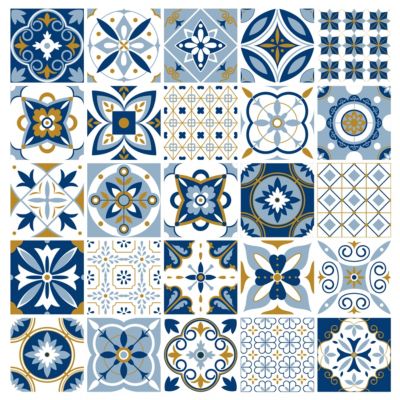 Stickers carrelage carreaux de ciment santorin 20x20cm - Kit de 12