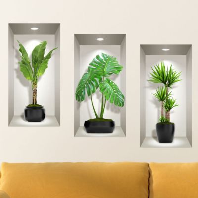 Stickers Effet 3d Longues Plantes Vertes D Int 233 Rieur D 233 Coration
