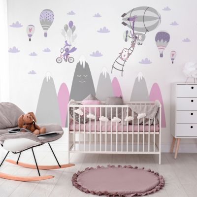 Stickers enfant montagnes scandinaves animaux vagabonds 40 x 60 cm