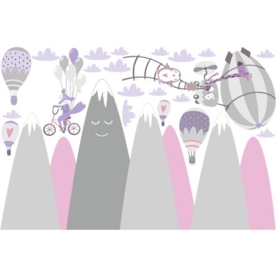 Stickers enfant montagnes scandinaves animaux vagabonds 40 x 60 cm