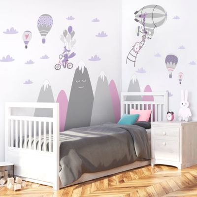 Stickers enfant montagnes scandinaves animaux vagabonds 40 x 60 cm