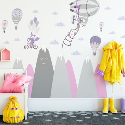 Stickers enfant montagnes scandinaves animaux vagabonds 40 x 60 cm