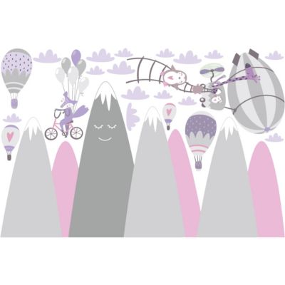 Stickers enfant montagnes scandinaves animaux vagabonds 40 x 60 cm
