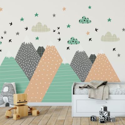 Stickers enfant montagnes scandinaves darinka 60 x 90 cm