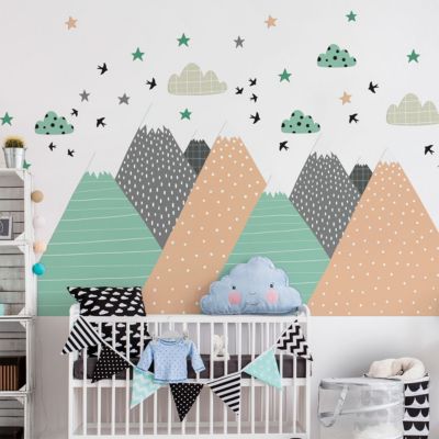 Stickers enfant montagnes scandinaves darinka 60 x 90 cm