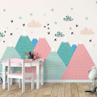 Stickers enfant montagnes scandinaves vineka 110 x 165 cm