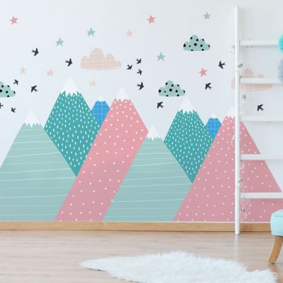 Stickers enfant montagnes scandinaves vineka 110 x 165 cm