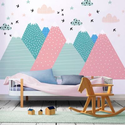 Stickers enfant montagnes scandinaves vineka 110 x 165 cm