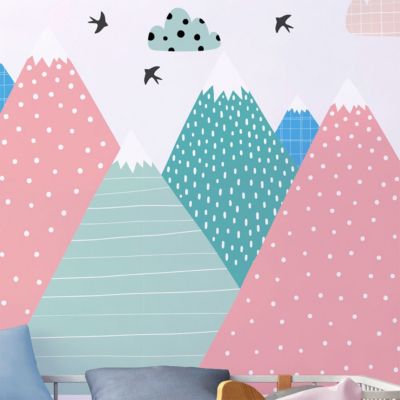 Stickers enfant montagnes scandinaves vineka 110 x 165 cm