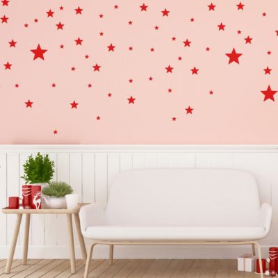 Stickers Lot des 130 étoiles - 35x65cm - rouges - Autocollants adhésifs noël - décoration fêtes