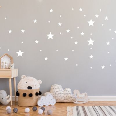 Stickers Lot des 130 étoiles - 75X140cm - blancs - Autocollants adhésifs noël - décoration fêtes