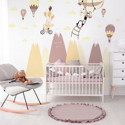 Stickers montagnes scandinaves animaux dans le ciel 100 x 150 cm