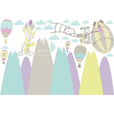 Stickers montagnes scandinaves animaux fantastiques 80 x 120 cm