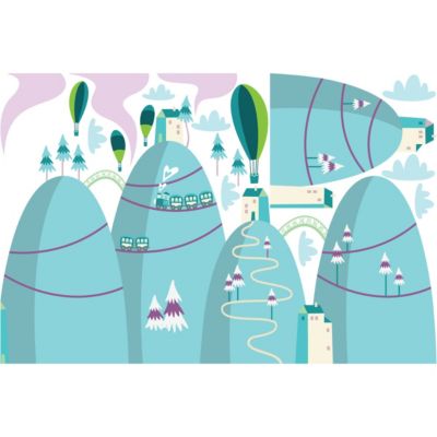 Stickers montagnes scandinaves lâcher de montgolfières 80 x 120 cm