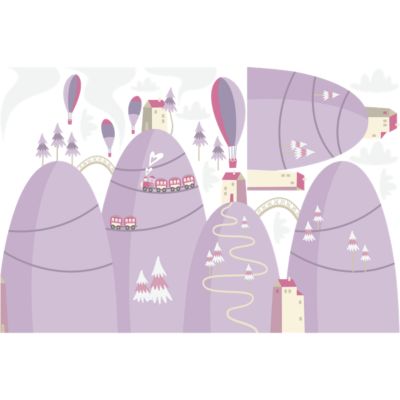 Stickers montagnes scandinaves montgolfières dans les airs 60 x 90 cm