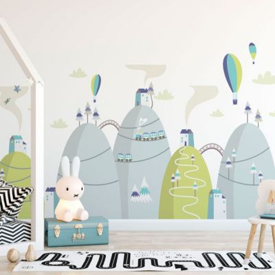 Stickers montagnes scandinaves montgolfières époustouflantes 90 x 135 cm