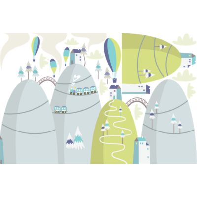 Stickers montagnes scandinaves montgolfières époustouflantes 90 x 135 cm