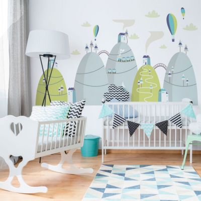 Stickers montagnes scandinaves montgolfières époustouflantes 90 x 135 cm