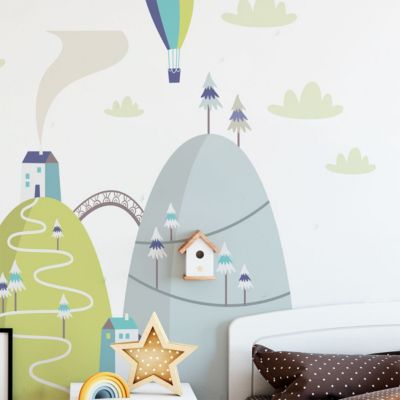 Stickers montagnes scandinaves montgolfières époustouflantes 90 x 135 cm