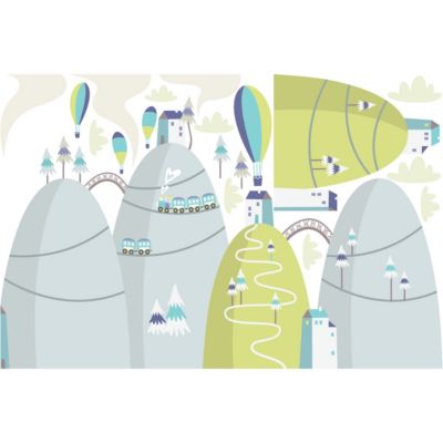 Stickers montagnes scandinaves montgolfières époustouflantes 90 x 135 cm