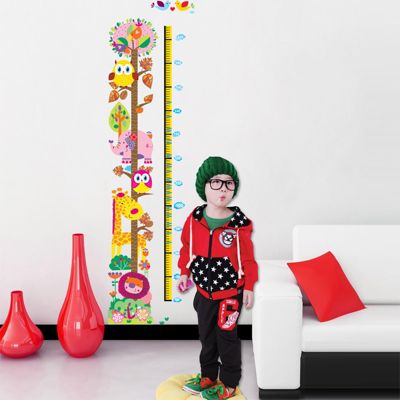 Stickers Muraux décoration adhésifs toise hiboux et girafe