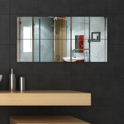 Stickers Muraux décoration adhésifs8 miroirs carrés 20x20cm