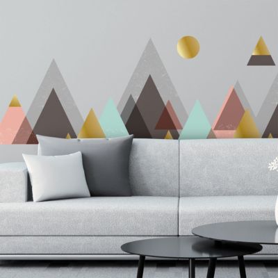 Stickers muraux - Décoration chambre salon - Autocollant Sticker mural géant montagnes scandinaves CORDOBA - 60x90cm