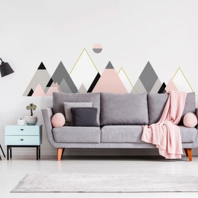 Stickers muraux - Décoration chambre salon - Autocollant Sticker mural géant montagnes scandinaves LIVINGSTON - 60x90cm