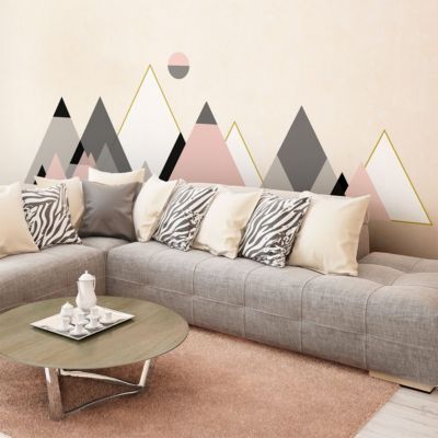 Stickers muraux - Décoration chambre salon - Autocollant Sticker mural géant montagnes scandinaves LIVINGSTON - 60x90cm