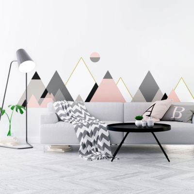 Stickers muraux - Décoration chambre salon - Autocollant Sticker mural géant montagnes scandinaves LIVINGSTON - 60x90cm