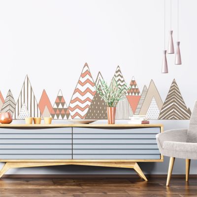 Stickers muraux - Décoration chambre salon - Autocollant Sticker mural géant montagnes scandinaves RONCADOR - 95x135cm