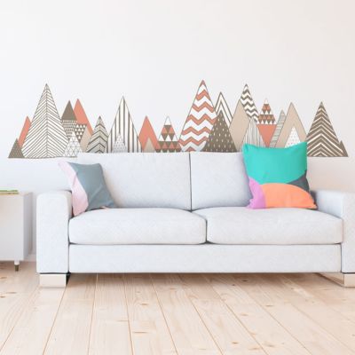 Stickers muraux - Décoration chambre salon - Autocollant Sticker mural géant montagnes scandinaves RONCADOR - 95x135cm