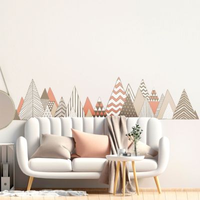 Stickers muraux - Décoration chambre salon - Autocollant Sticker mural géant montagnes scandinaves RONCADOR - 95x135cm